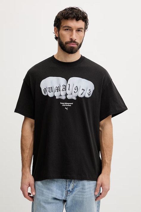 Puma t-shirt męski bawełniany Swish czarny 634658