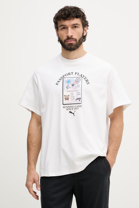 Puma T-shirt męski bawełniany ATW Dylan Tee beżowy 635060