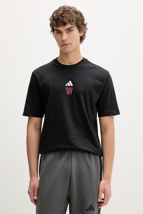 Бавовняна футболка adidas The Anx Hoop — SS26-TSM0ET, чорний — фото 3