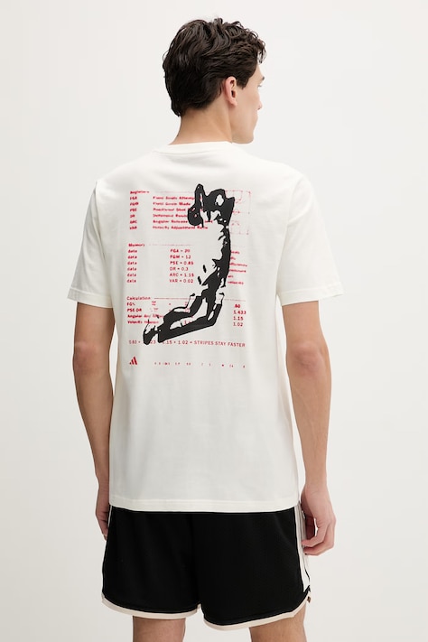 adidas t-shirt bawełniany The Anx Hoop męski kolor beżowy z nadrukiem JZ5045