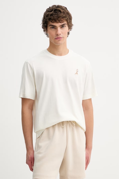 adidas t-shirt bawełniany Coffee Cafe męski kolor beżowy z aplikacją KB4845