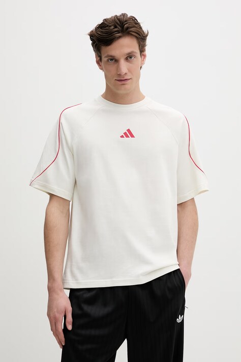 Βαμβακερό μπλουζάκι adidas Stadium ανδρικό, χρώμα: μπεζ, KC0428