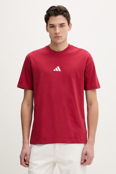 adidas t-shirt bawełniany męski kolor czerwony gładki KC0902