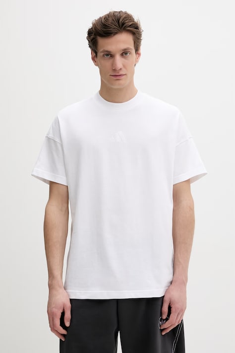 Bavlnené tričko adidas pánske, biela farba, jednofarebná, KC3184