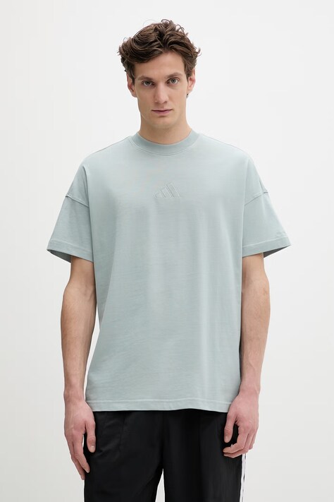 adidas t-shirt bawełniany męski kolor turkusowy gładki KC3189