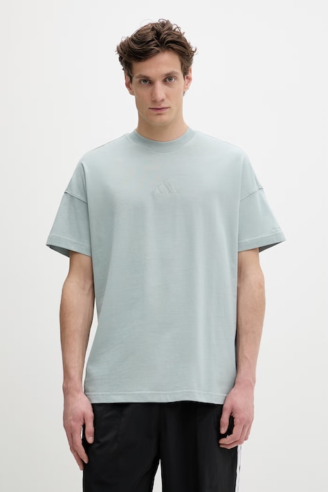 adidas t-shirt bawełniany męski kolor turkusowy gładki KC3189