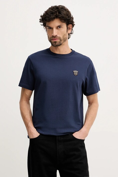 Hackett London t-shirt bawełniany męski kolor granatowy gładki HM5000063