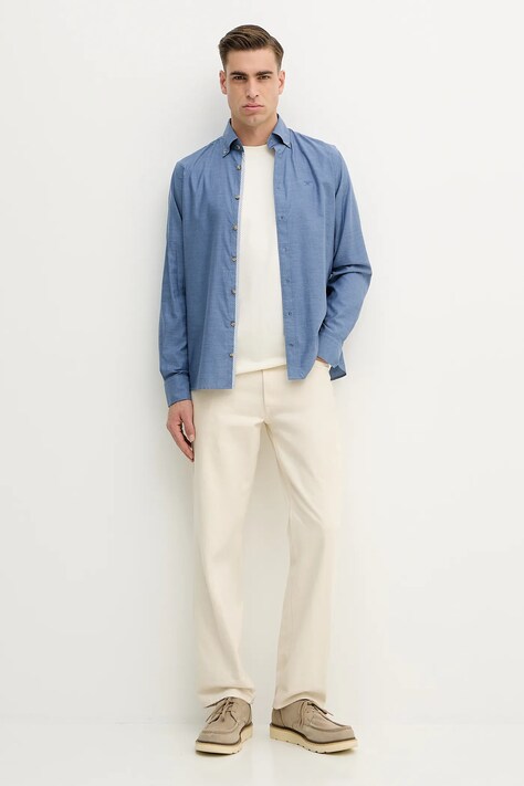 Hackett London t-shirt bawełniany męski kolor beżowy z nadrukiem HM5000067