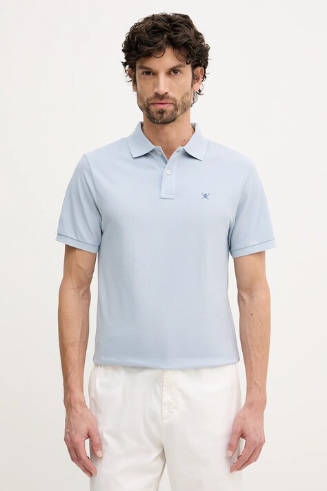 Hackett London polo bawełniane męski kolor niebieski gładki HM5600093