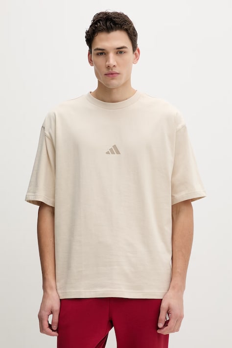 adidas t-shirt bawełniany męski kolor beżowy z nadrukiem KD7648