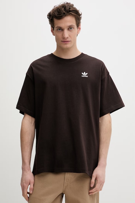 adidas Originals tricou din bumbac culoarea maro, uni, KE1142