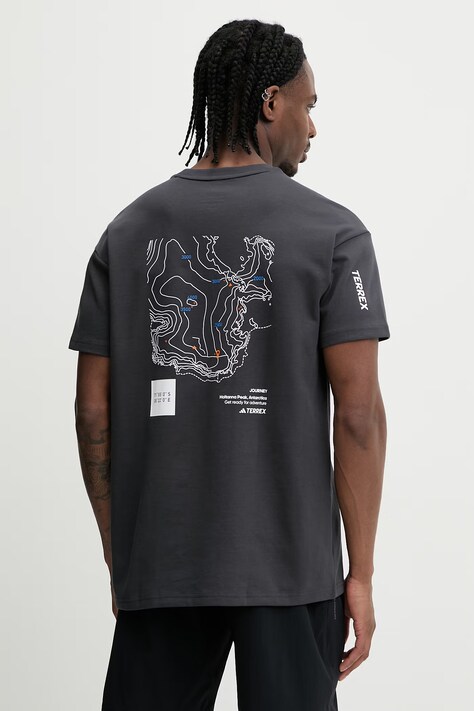 adidas TERREX t-shirt sportowy męski kolor szary z nadrukiem KE3698