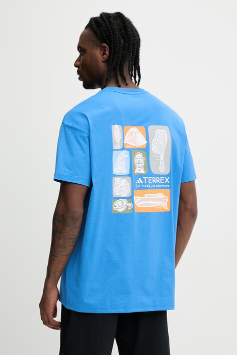 adidas TERREX t-shirt sportowy męski kolor niebieski z nadrukiem KE3702