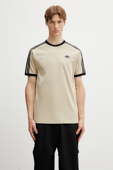 Βαμβακερό μπλουζάκι adidas Originals ανδρικό, χρώμα: μπεζ, KE7964