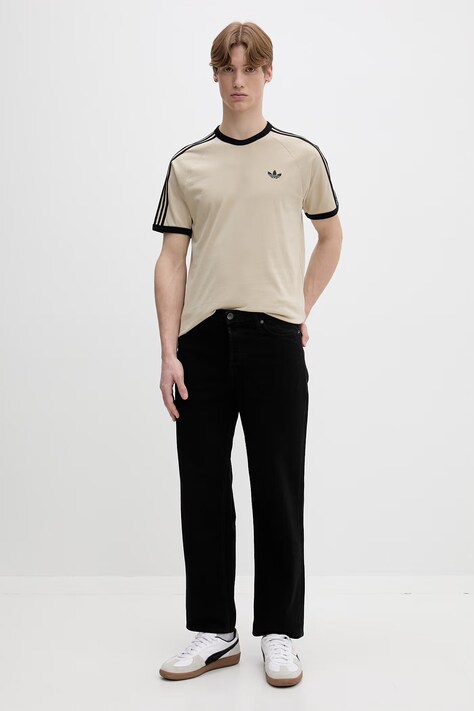 adidas Originals t-shirt bawełniany męski kolor beżowy z aplikacją KE7964