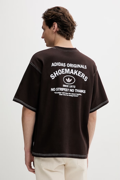 Хлопковая футболка adidas Originals цвет коричневый с принтом KG6436