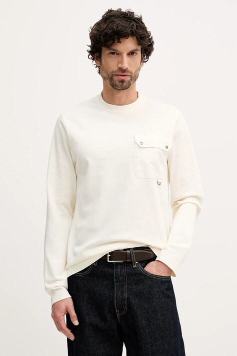 Barbour longsleeve kolor beżowy gładki MTS1542