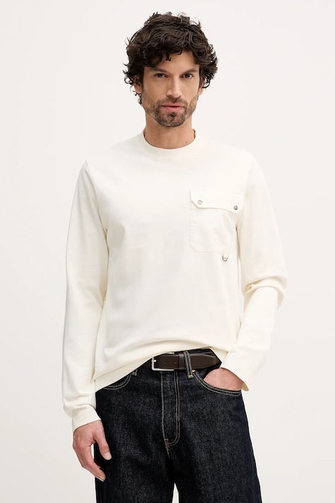 Barbour longsleeve kolor beżowy gładki MTS1542