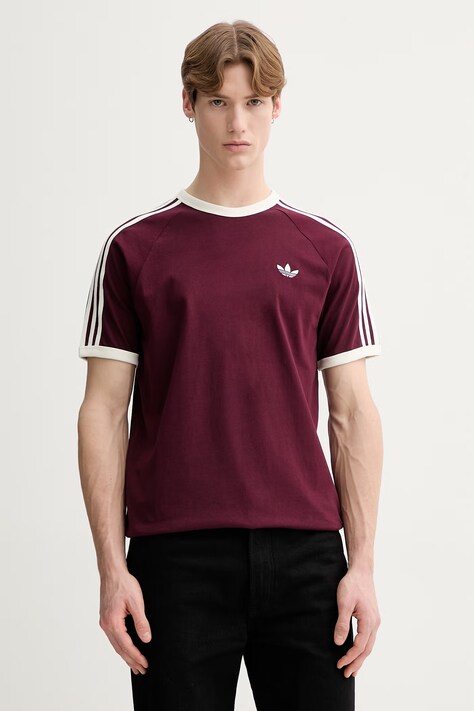 adidas Originals t-shirt bawełniany męski kolor bordowy z aplikacją KQ9639