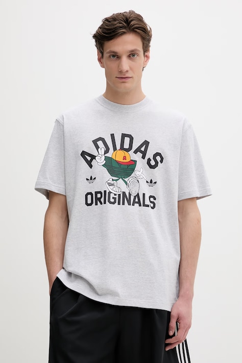 Βαμβακερό μπλουζάκι adidas Originals ανδρικό, χρώμα: γκρι, KS7617