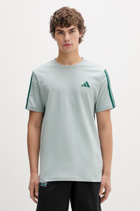 adidas t-shirt bawełniany męski kolor turkusowy z aplikacją KT0556