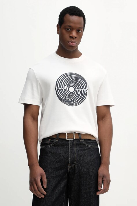 Joop! t-shirt bawełniany męski kolor beżowy z nadrukiem 30100517