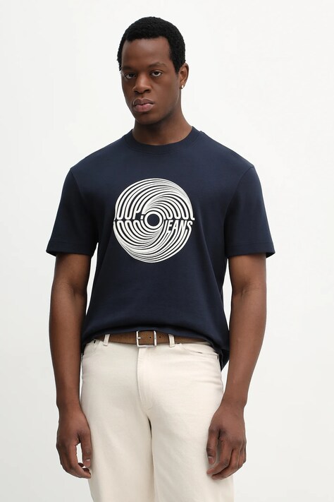 Joop! t-shirt bawełniany męski kolor granatowy z nadrukiem 30100517