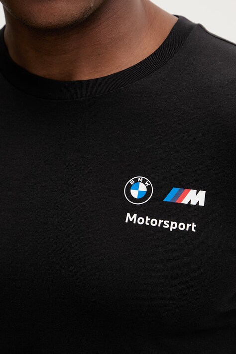 Puma t-shirt bawełniany BMW Essential Logo męski kolor czarny gładki 634897
