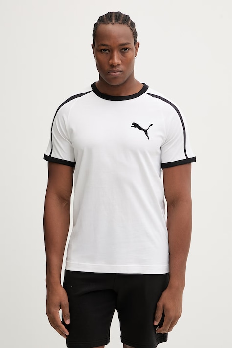 Puma t-shirt bawełniany Big Cat Ringer męski kolor biały z nadrukiem 635242