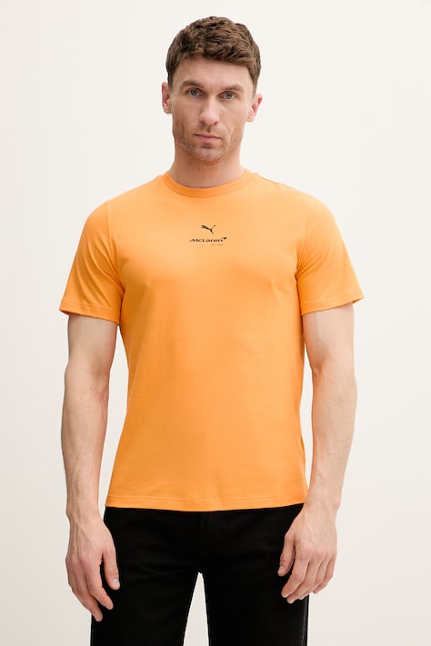 Puma tricou din bumbac McLaren culoarea portocaliu, cu imprimeu, 637448