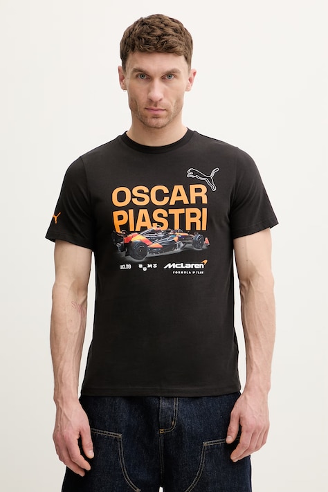 Puma tricou din bumbac McLaren culoarea negru, cu imprimeu, 637452