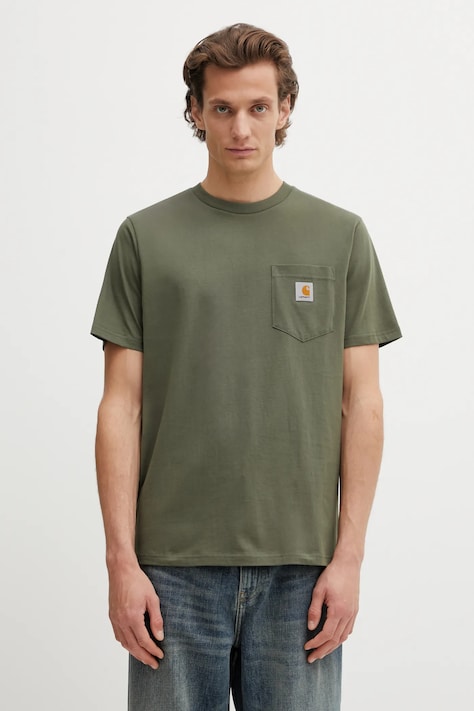 Carhartt WIP t-shirt bawełniany SS Pocket T-Shirt męski kolor zielony gładki I030434.11XX