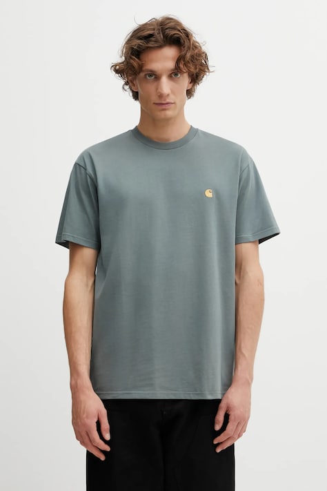 Bavlnené tričko Carhartt WIP SS Chase T-Shirt pánske, zelená farba, jednofarebné, I026391.3H4XX