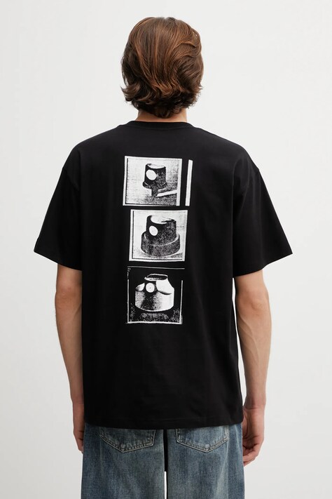 Carhartt WIP t-shirt bawełniany SS Caps T-Shirt męski kolor czarny z nadrukiem I036012.89XX