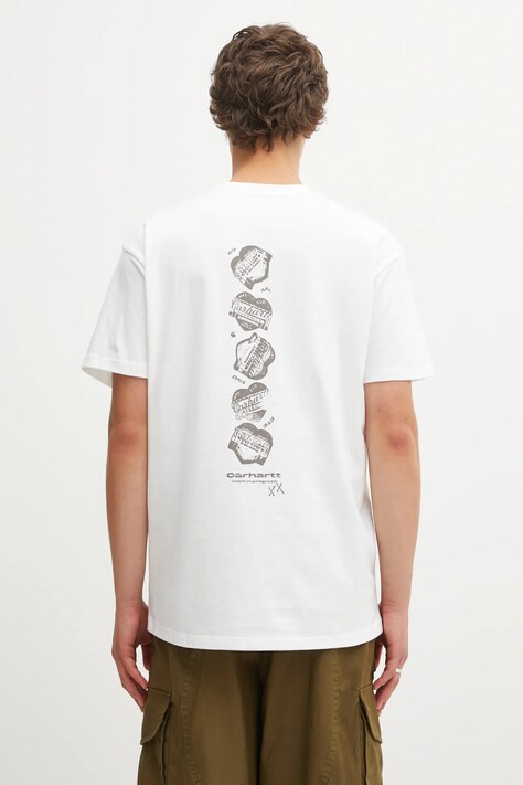 Carhartt WIP t-shirt bawełniany SS Garble T-Shirt męski kolor biały z nadrukiem I036007.02XX