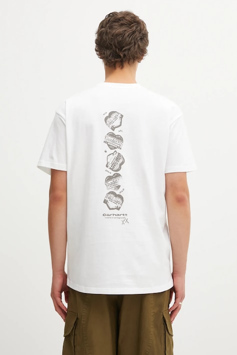 Carhartt WIP t-shirt bawełniany SS Garble T-Shirt męski kolor biały z nadrukiem I036007.02XX