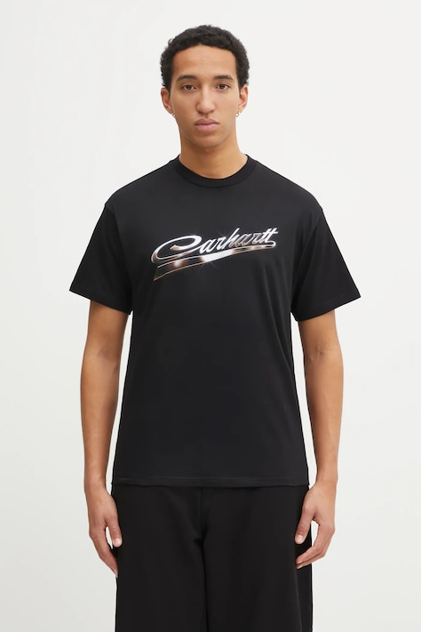 Carhartt WIP t-shirt bawełniany SS Vroooom T-Shirt męski kolor czarny z nadrukiem I036014.89XX