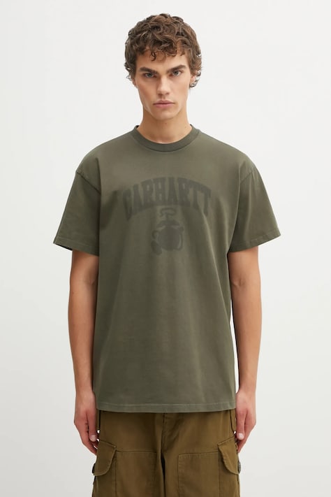 Carhartt WIP t-shirt bawełniany SS Faded Pond Corps T-Shirt męski kolor zielony z nadrukiem I036064.6360