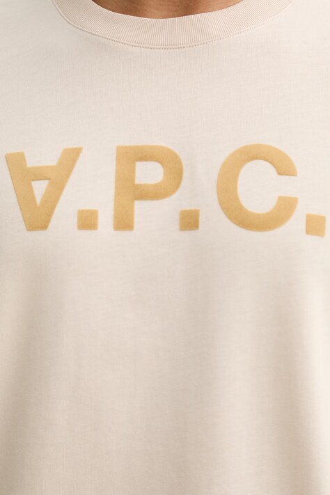Бавовняна футболка A.P.C. T-SHIRT AMPLE MANCHES COURTES VPC — SS26-TSM0LJ, бежевий — фото 5