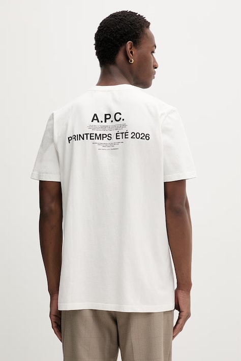 A.P.C. t-shirt męski bawełniany beżowy COHBS.M26465