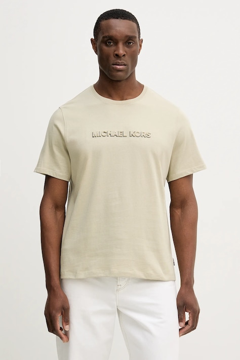 Michael Kors t-shirt bawełniany męski kolor beżowy z aplikacją CF552SJ1V2