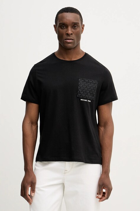 Michael Kors t-shirt bawełniany męski kolor czarny gładki CR652T1FV4