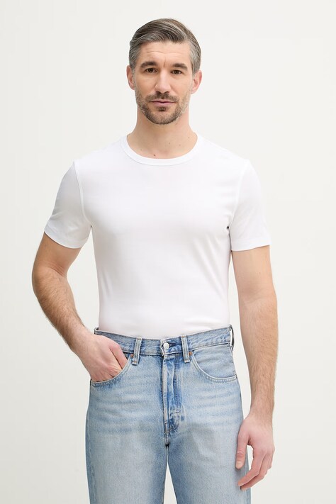 Mos Mosh t-shirt bawełniany Perry męski kolor biały gładki 500930