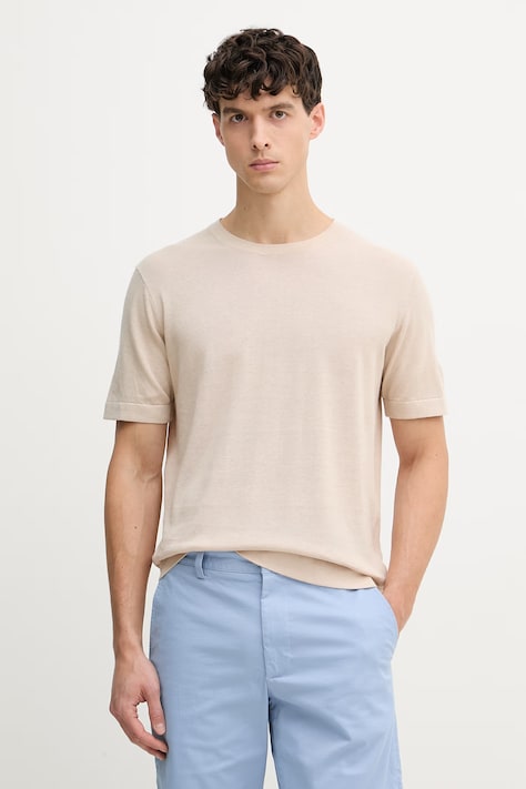 Mos Mosh t-shirt ανδρικό με λινό Crowe μπεζ 509680