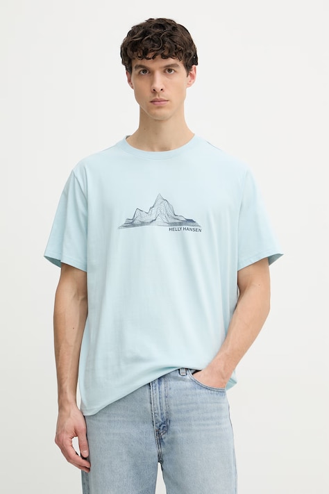 Helly Hansen T-shirt męski bawełniany MASSIF GRAPHIC niebieski 54600