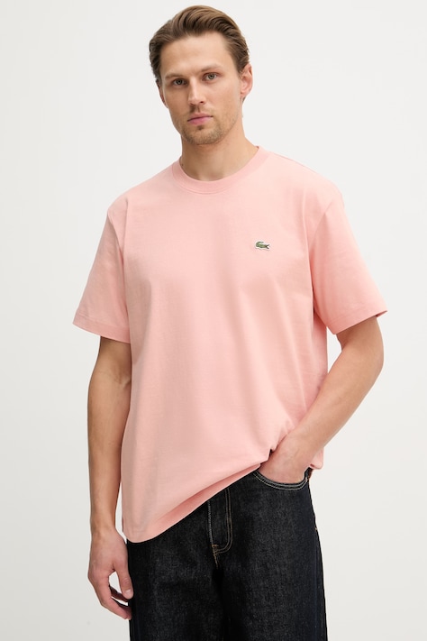 Lacoste T-shirt męski bawełniany różowy TH0876