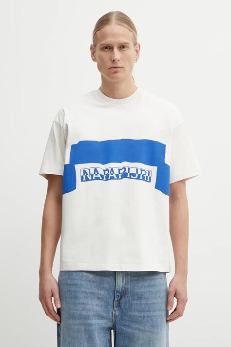 Napapijri t-shirt bawełniany Napapijri x Martine Rose męski kolor beżowy z nadrukiem NP0A4HATN1A1