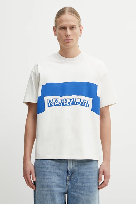 Napapijri t-shirt bawełniany Napapijri x Martine Rose męski kolor beżowy z nadrukiem NP0A4HATN1A1