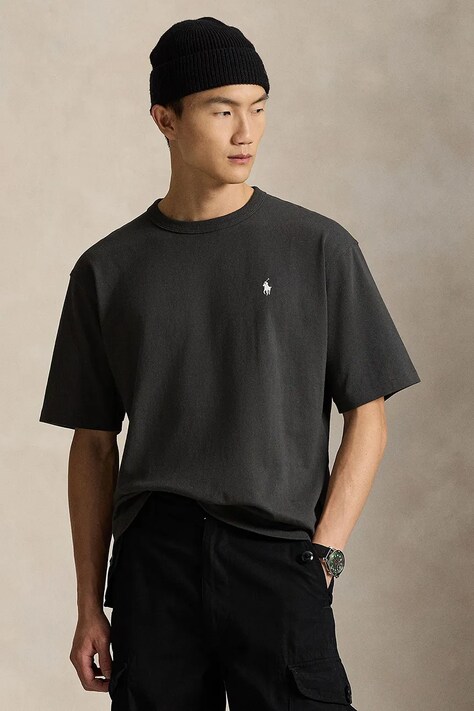 Polo Ralph Lauren t-shirt bawełniany 10/1 JERSEY męski kolor szary gładki 710964716005