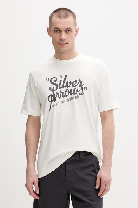 Adidas t-shirt męski bawełniany x Mercedes beżowy KE8289